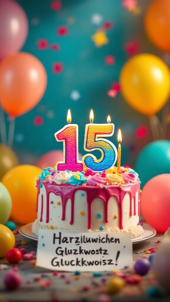 Glückwünsche zum 15 Geburtstag