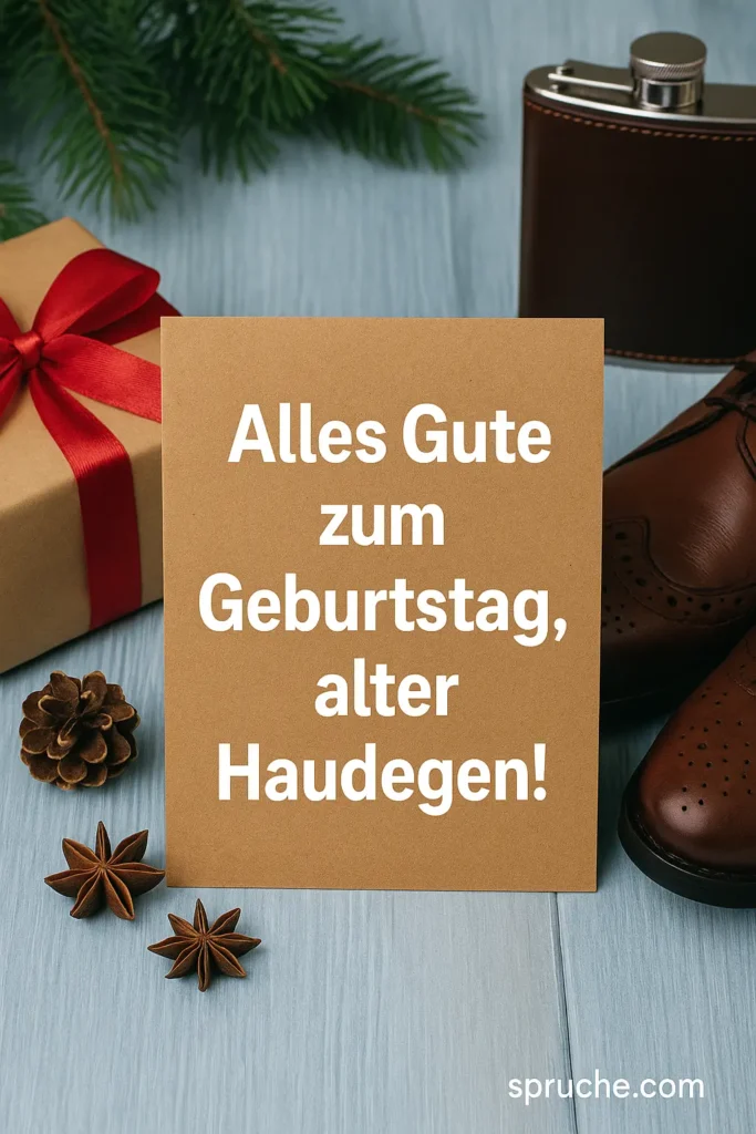 Herzliche Geburtstagswünsche für Männer – warme Stimmung mit Kerze und Karte. Zitat: „Ein Mann wie du macht die Welt besser – bleib dir treu!“ – lustigespruche.com