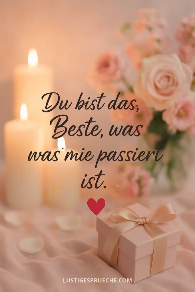 Liebevolle Glückwünsche zum Geburtstag – romantisches Bild mit Blumen, Kerzen und herzlichem Zitat für Partner oder enge Freunde.